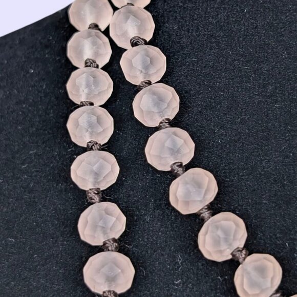 V. Frosted Pink Glass Beaded Infinity Necklace - Picture 3 of 4